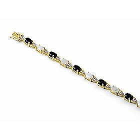Black Coral Bracelet with Diamond in 14K Yellow Gold by Maui Divers of Hawaii