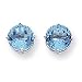 14k White Gold 9mm Blue Topaz Earrings