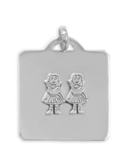Square Pendant with Two Girls