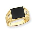 10k Mens Diamond and Black Onyx Ring - Size 10