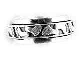 Sterling Silver Baby Feet Footprints Spin Ring (Size 7,8)