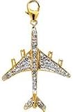 Airplane, 14K Gold Diamond Charm