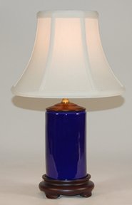 Small Navy Blue Porcelain Accent Table Lamp