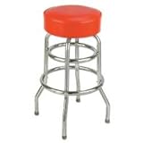 Richardson Round Top Bar Stool - Double Ring - Chrome Frame: Walnut (T2)