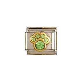 Clearly Charming August Peridot Color Paw Print Birthstone Cat Dog Bear Animal Theme Italian Charm