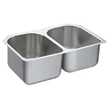 MOEN 22392 Lancelot 27-Inch-by-16-Inch Double Bowl Kitchen Sink, Satin