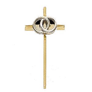 Cross Pendant With Wedding Bands Tt with 18 inch necklace 14K Yellow Gold 18X10mm