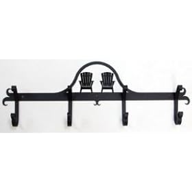 <b>Adirondack Chair Coat & Hat Hook Bar Rack - Wrought Iron</b>