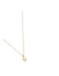 14k Yellow Gold Kids Open Heart Cultured Pearl Necklace