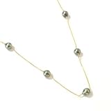 Sterling Silver / Vermeil 18 Cultured Tahitian Pearl Tin Cup Necklace
