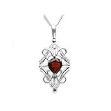 7mm 1.30 CT Garnet Heart Pendant In Sterling Silver with 18 Chain