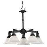 Sea Gull Lighting 31061-782 Sussex Five-Light Chandelier, Heirloom Bronze Finish with Satin Etched Glass