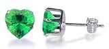 Sterling Silver Emerald Cubic Zirconia 5 MM Heart Stud Earrings