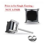 1 4 Ct Princess Black Diamond Stud Single Stud Earring