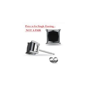Click here to buy 1 4 Ct Princess Black Diamond Stud Single Stud Earring by Mysolitaire.