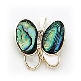 Sterling Silver CZ (Cubic Zirconia) Mother of Pearl & Abalone Pin