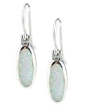 Morningflower Slim Oval White Opal Earrings