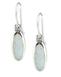 Morningflower Slim Oval White Opal Earrings