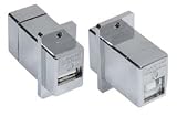 USB A-B Coupler, Shielded, Color: Metallic