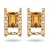 0.10 Cts Diamond and 2.18 Cts Citrine Earrings in 14K Yellow Gold