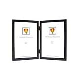 Dennis Daniels Aluminum Double Vertical Frame for Two 2 x 3 (Wallet Size) Photographs, Color: Metallic Black.