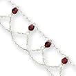 Sterling Silver Garnet Anklet - 10 Inch - Spring Ring - JewelryWeb