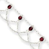 Sterling Silver Garnet Anklet - 10 Inch - Spring Ring - JewelryWeb