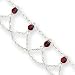 Sterling Silver Garnet Anklet - 10 Inch - Spring Ring - JewelryWeb