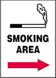 SMOKING AREA (W/GRAPHIC) (ARROW RIGHT) 10 x 7 Plastic Sign
