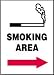 SMOKING AREA (W/GRAPHIC) (ARROW RIGHT) 10 x 7 Plastic Sign