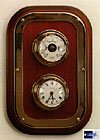 Uhr-Barometer Set auf Mahagonierahmen mit Messingrahmen