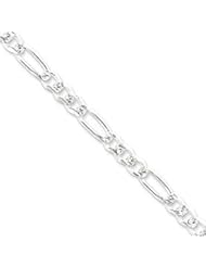 Sterling Silver 7mm Pave Flat Figaro Chain QFF180-8"