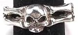 BONES SKULL Head Bone Dark Goth Silver Tone PEWTER RING