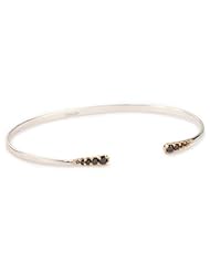 Shaesby "Flamenco" 14k Yellow Gold and Sterling Silver Black Diamond Slender Bling Cuff Bracelet
