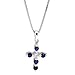 14k White Gold Diamond & Sapphire Cross