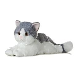 ANGUS GRAY AND WHITE TABBY CAT PLUSH TOY 12"