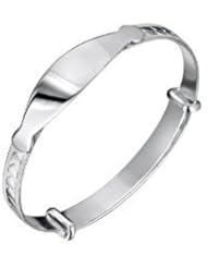 Jo For Girls Babies ID Heart Expanding Bangle - 925 Sterling Silver