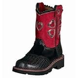 Ariat Childs 'Fatbaby Hearts Kids Western Boots Black Gator Print and Red by Ariat
