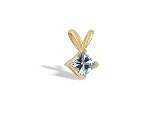 14K Yellow Gold Genuine Square Aquamarine Pendant