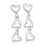 Three 7mm Open Heart Dangle Earrings, Hanging Length Is 30mm