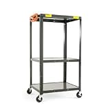 Adjustable Steel Monitor Cart, with Locking Cabinet, 28w x 24d, Black