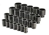 3/4 In Dr 12 Pt Standard Thin Wall Fractional Impact Socket Set - 25-Pc