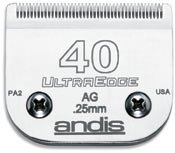 New Andis Clipper Blade 40 Full Cut - Item 64076 Leaves Hair 1/100 Inch 0.25 Mm Chrome Finish