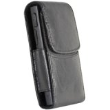 Luxe Black Leather Pouch Case With 360 Degree Rotating Belt Clip