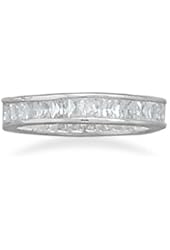 Sterling Silver 4mm Baguette CZ Eternity Band - Size 7 Ring - JewelryWeb