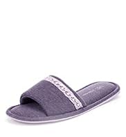 Open Toe Lace Trim Slippers