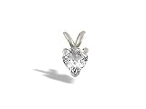 14K White Gold Genuine Heart White Topaz Pendant