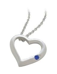 Girls Sterling Silver Genuine Sapphire Heart Pendant