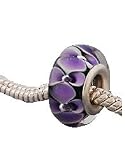 Believe Beads© 1x Purple Flower Silver Plated glass Charm Bead will fit Pandora/Troll/Chamilia Style Charm Bracelet