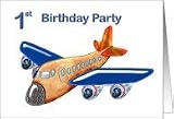 Brightly Colored Amazing Jet Airplane 1st Birthday Invitation Card